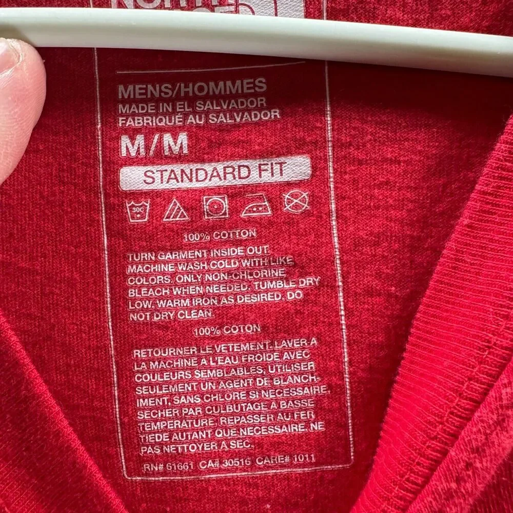 The‎ North Face Shirt Men Medium Red Crew Neck Standard Outdoors Hiking Cotton